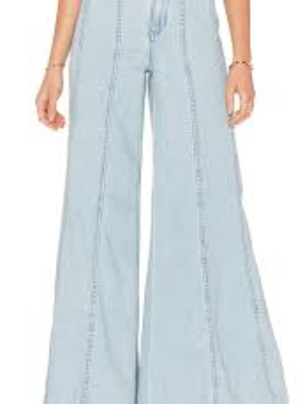 Free People Light Blue Wide-Leg Flare Jeans